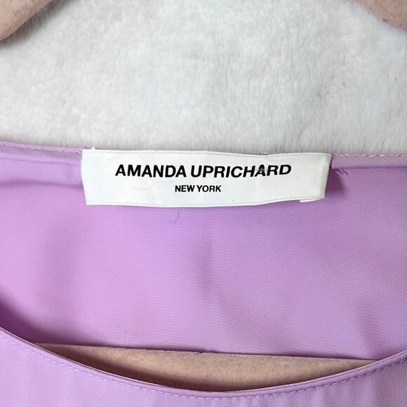 NWT Amanda Uprichard Ruffle Short Sleeve Flowy Blouse Size Large Purple - Picture 8 of 14
